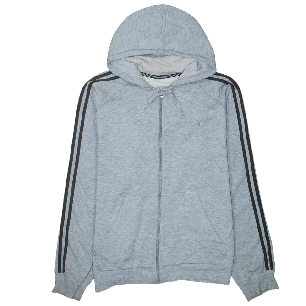 Adidas 90's Striped Sleeve Full Zip Up Hoodie Large Grey sold by Vintage Club