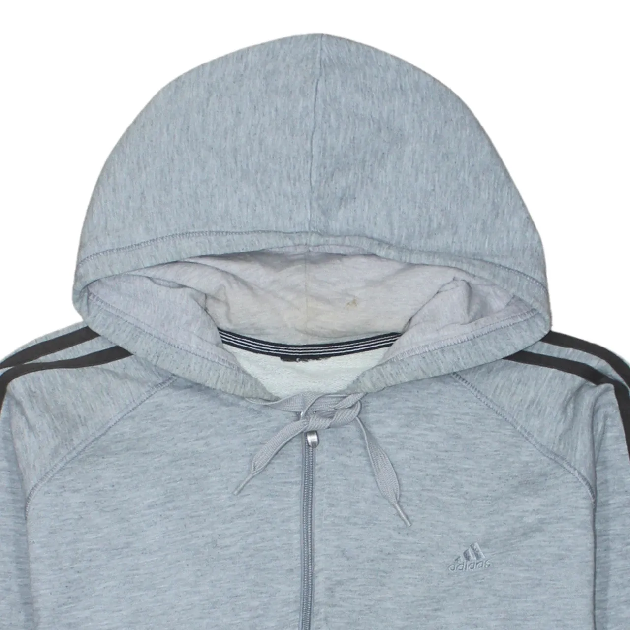 Adidas 90's Striped Sleeve Full Zip Up Hoodie Large Grey sold by Vintage Club product image thumbnail 3