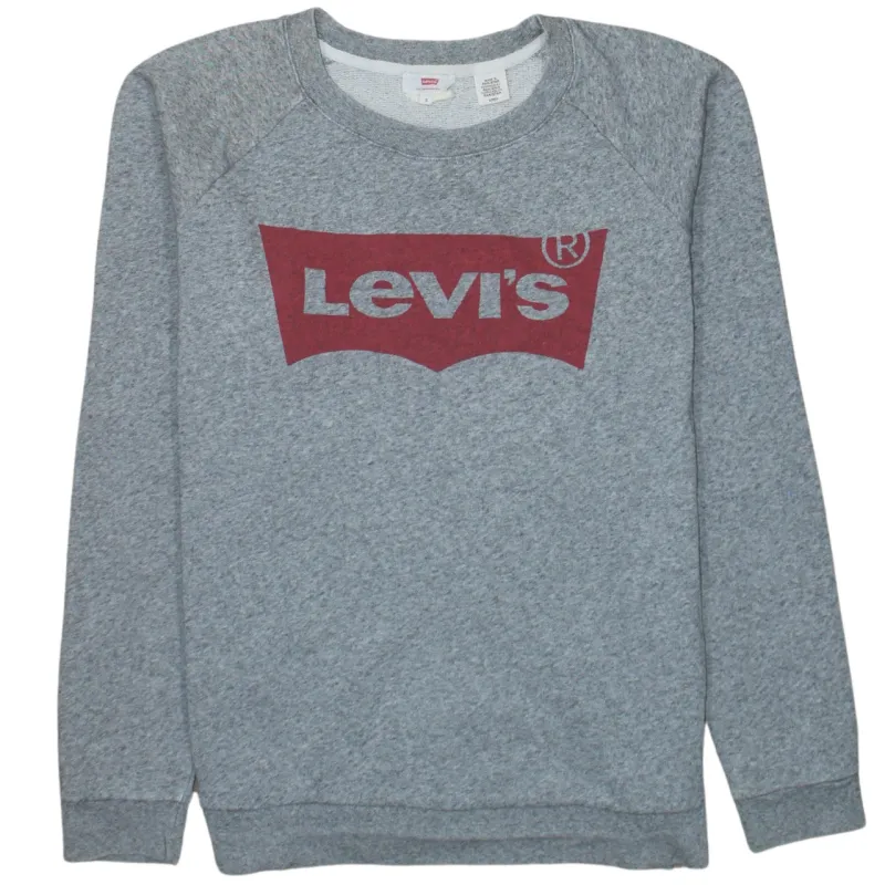 Levi's 90's Spellout Crew Neck Sweatshirt Small Grey made by Levi's