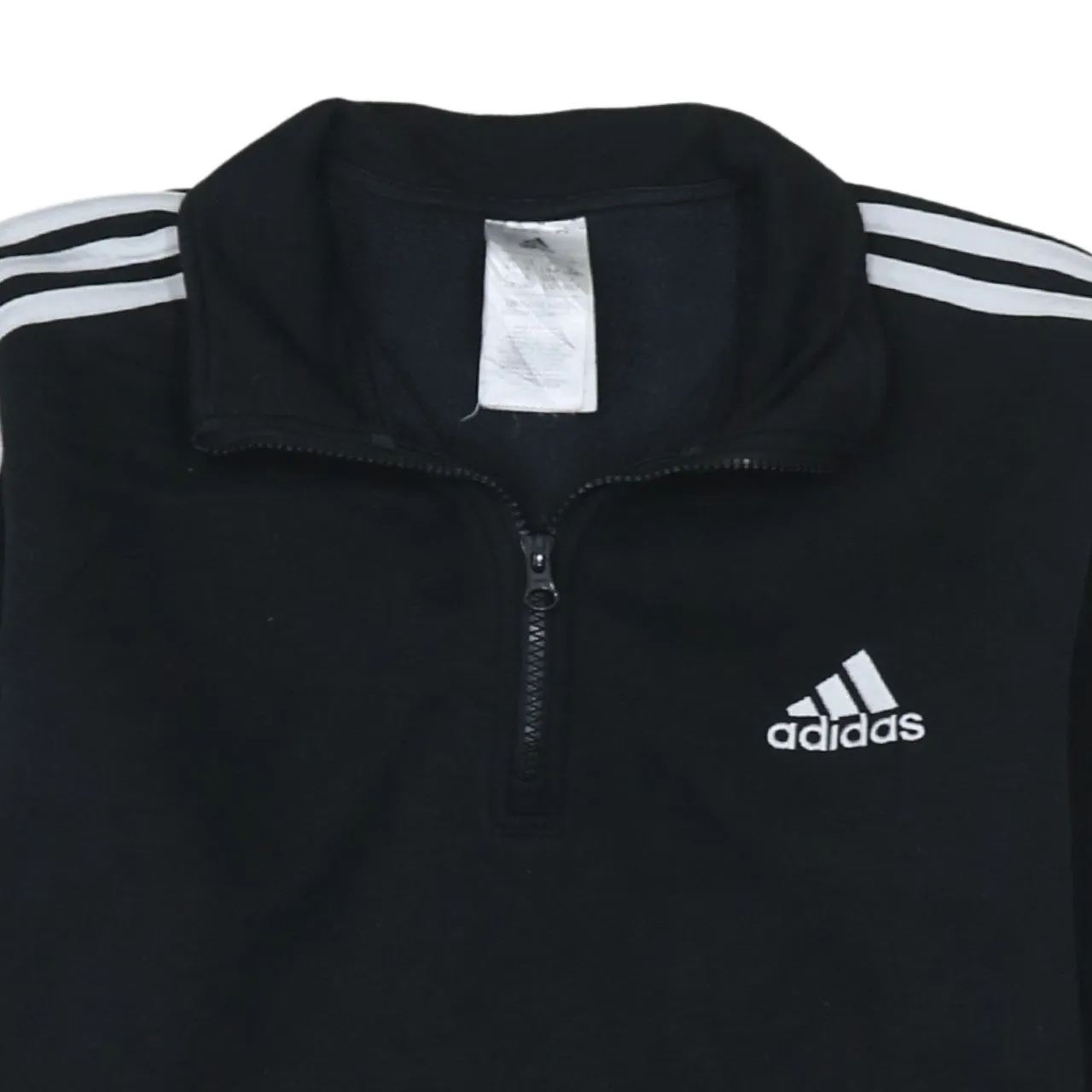 Adidas 90's Striped Sleeve Quarter Zip Sweatshirt Large Black sold by Vintage Club product image thumbnail 3