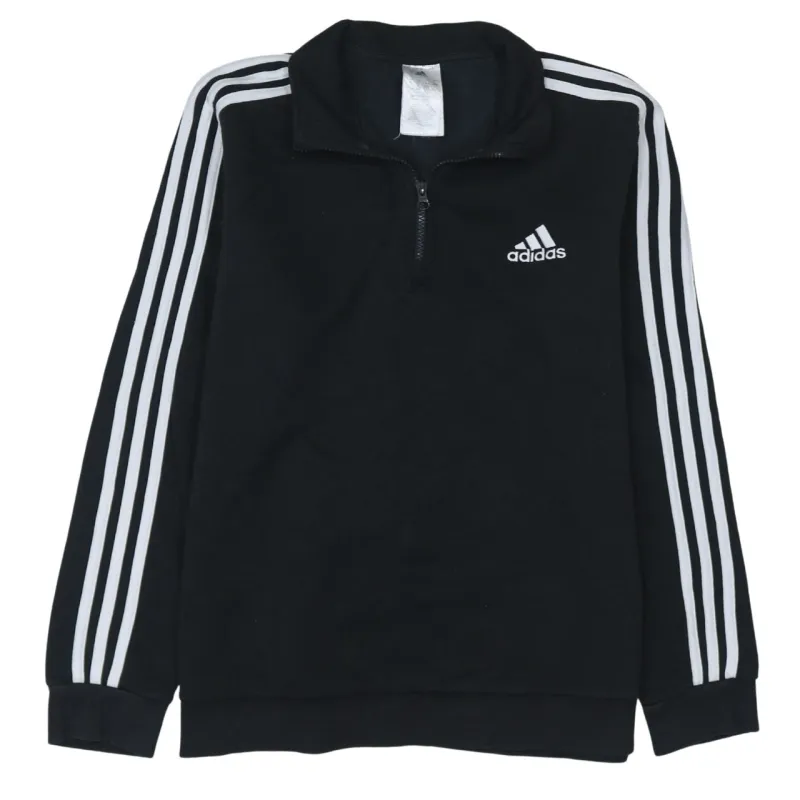 Adidas 90's Striped Sleeve Quarter Zip Sweatshirt Large Black sold by Vintage Club