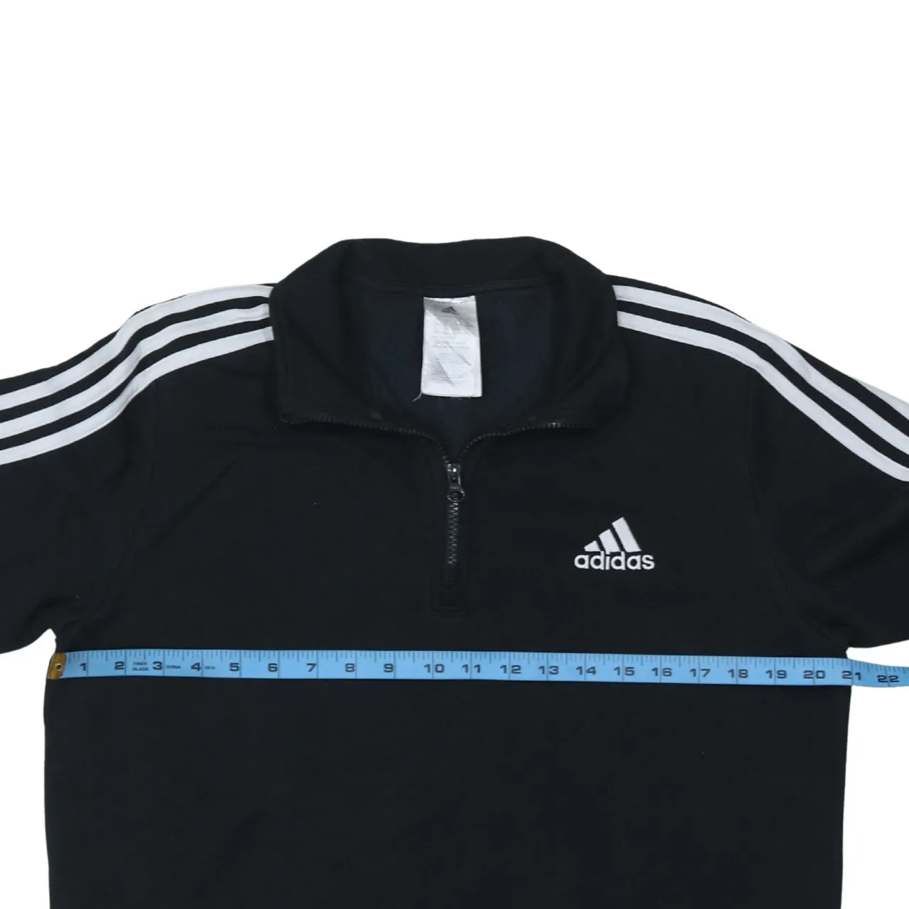 Adidas 90's Striped Sleeve Quarter Zip Sweatshirt Large Black sold by Vintage Club product image thumbnail 5