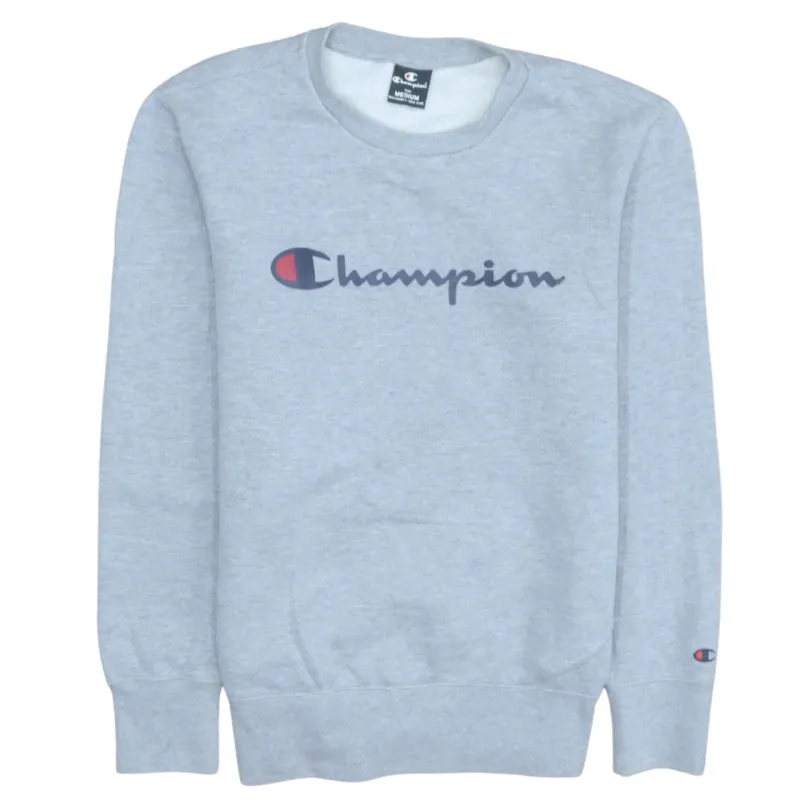Champion 90's Spellout Crew Neck Sweatshirt Medium Grey sold by Vintage Club