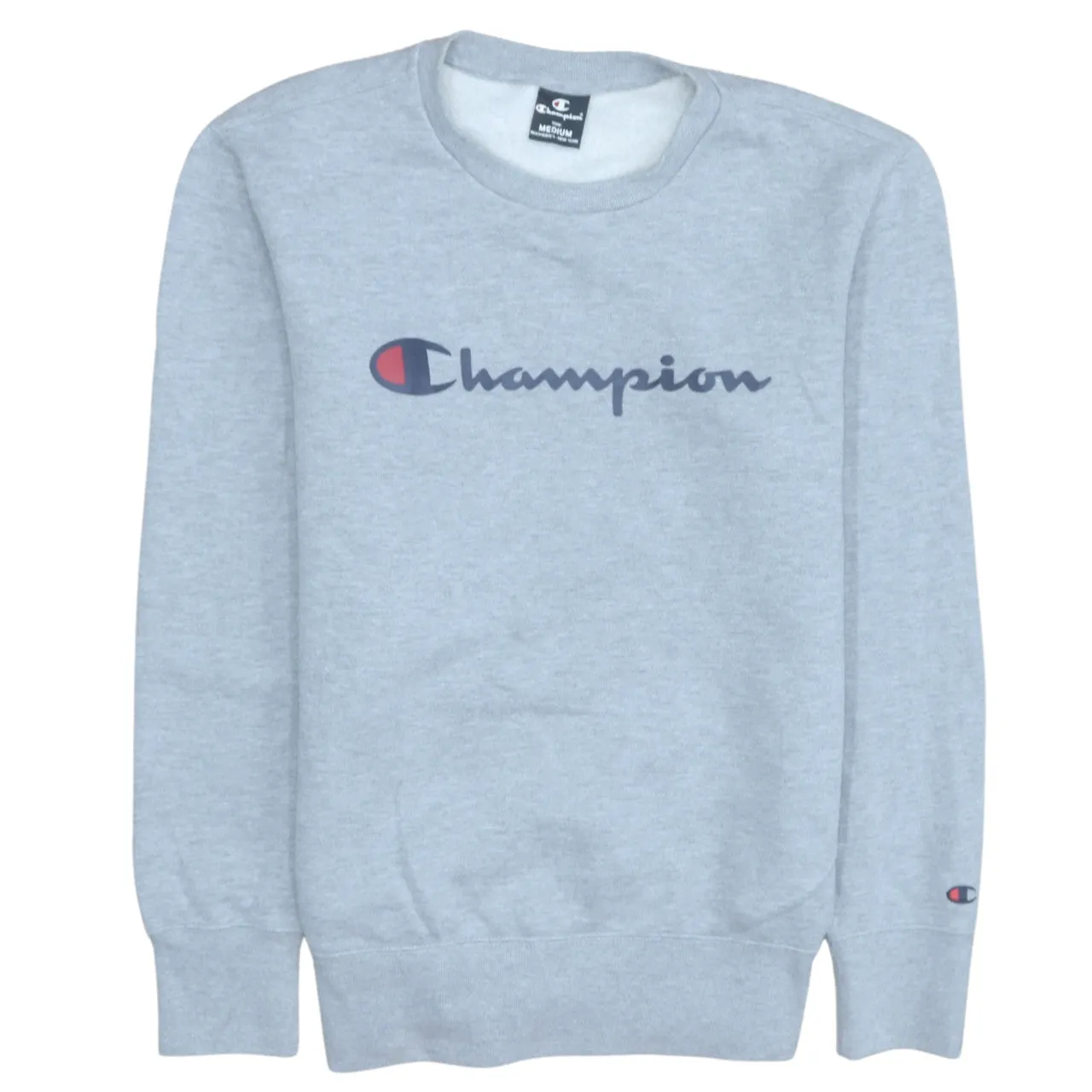 Champion 90's Spellout Crew Neck Sweatshirt Medium Grey sold by Vintage Club