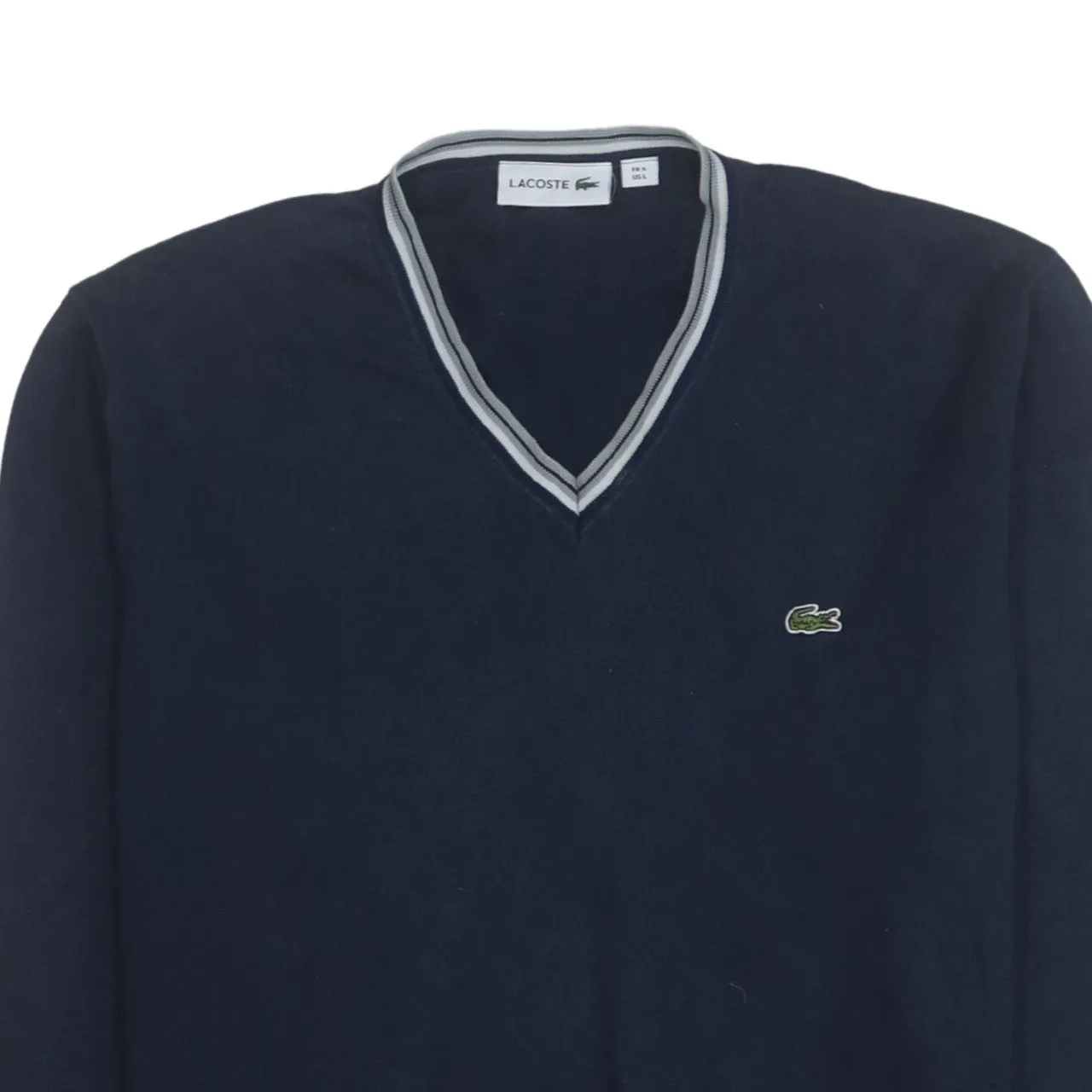 Lacoste 90's Lightweight V Neck Sweatshirt Large Navy Blue sold by Vintage Club product image thumbnail 3