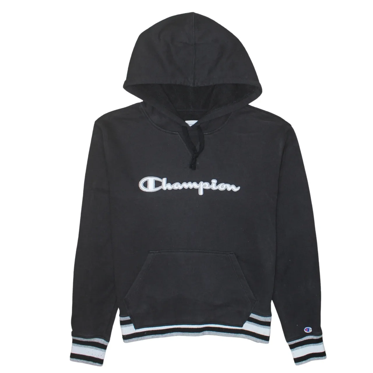 Champion 90's Spellout Pullover Hoodie Medium Black sold by Vintage Club