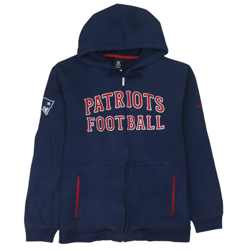 NFL 90's Patriots Football Full Zip Up Hoodie Medium Navy Blue sold by Vintage Club