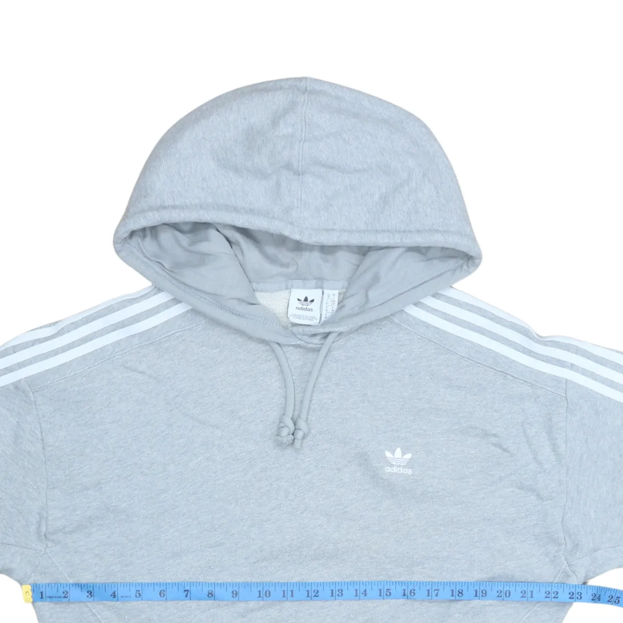Adidas Light Grey Hoodie Women’s Small Trefoil Embroidered Logo Three Stripe Sleeves Pullover sold by Vintage Club product image thumbnail 5
