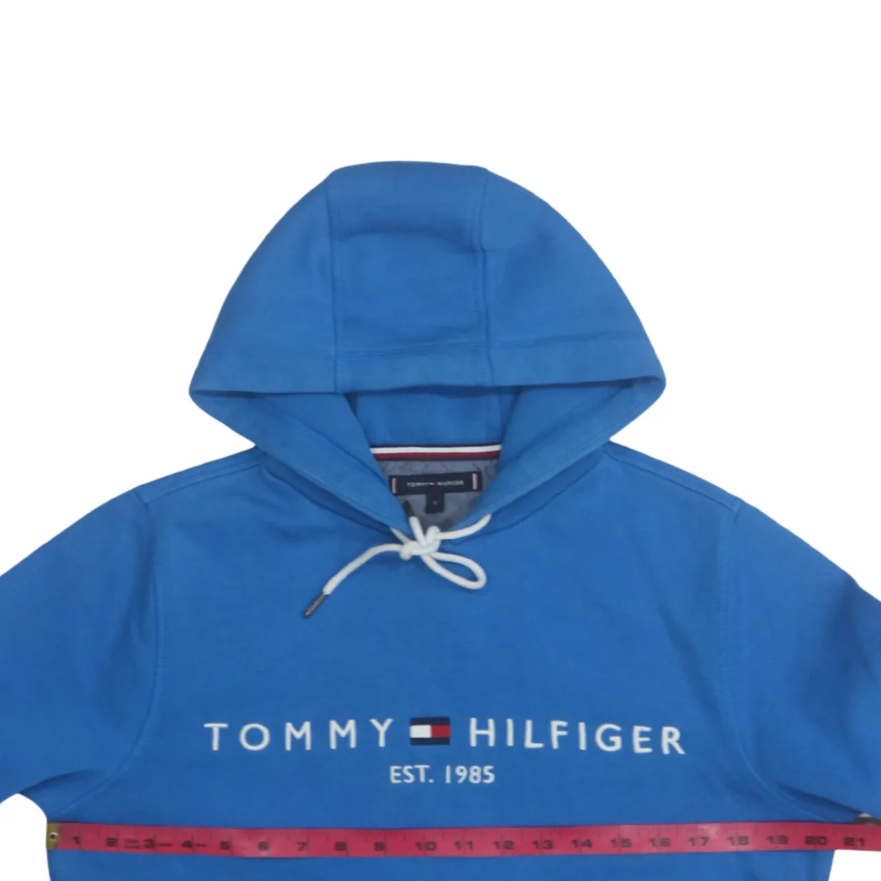 Tommy Hilfiger 90's Spellout Pullover Hoodie Small Blue sold by Vintage Club product image thumbnail 5