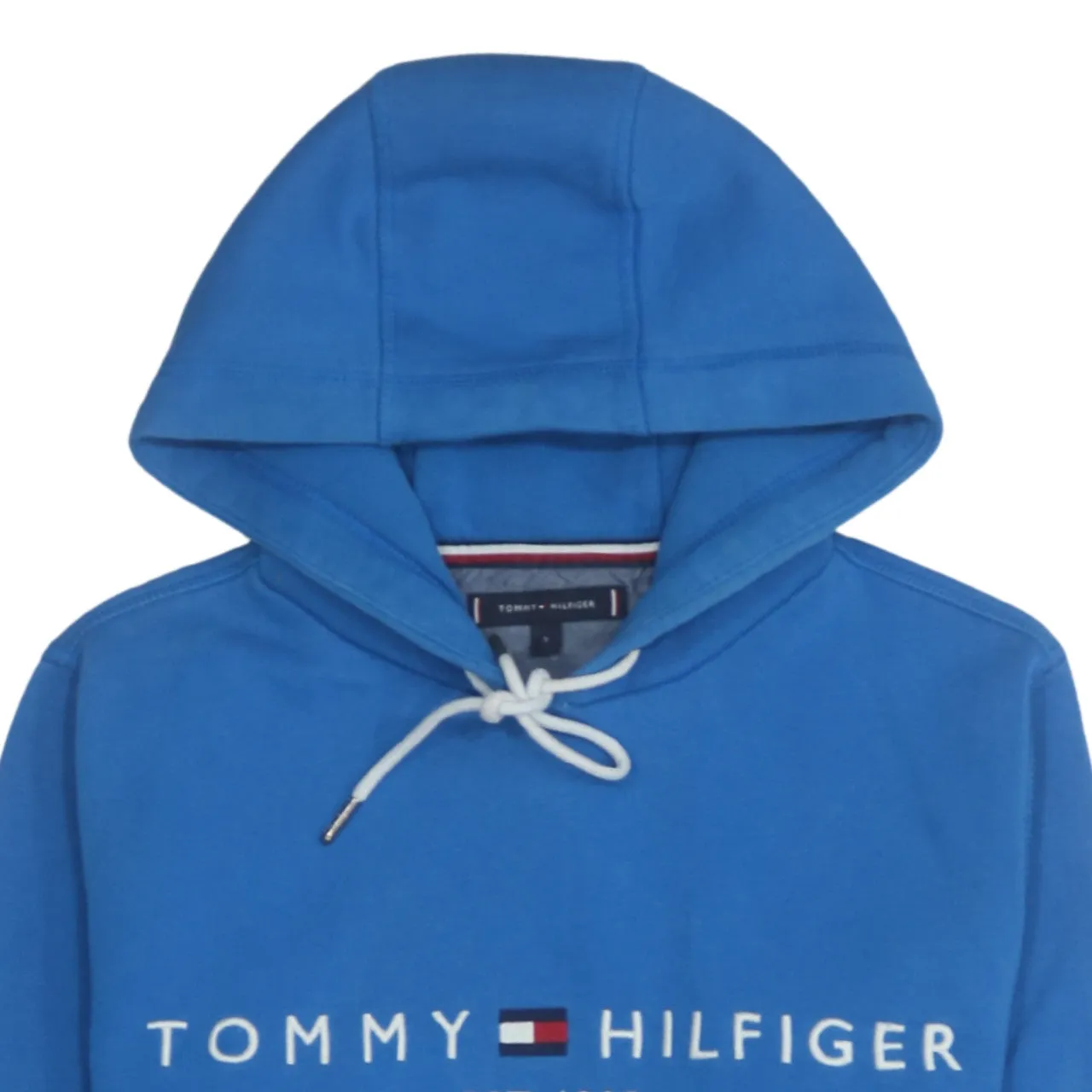 Tommy Hilfiger 90's Spellout Pullover Hoodie Small Blue sold by Vintage Club product image thumbnail 3