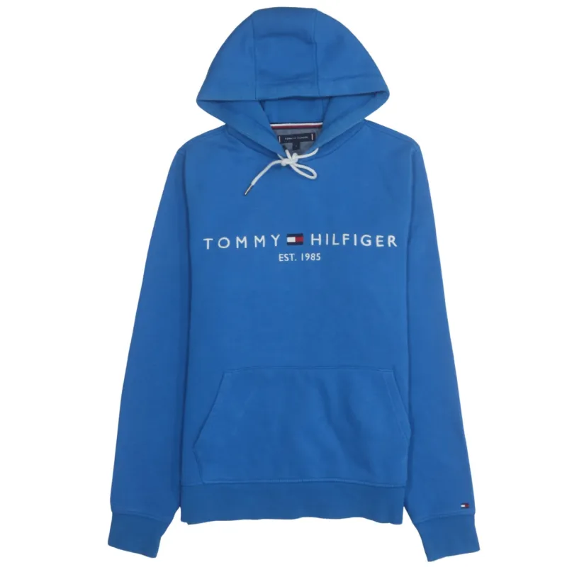Tommy Hilfiger 90's Spellout Pullover Hoodie Small Blue made by Tommy Hilfiger