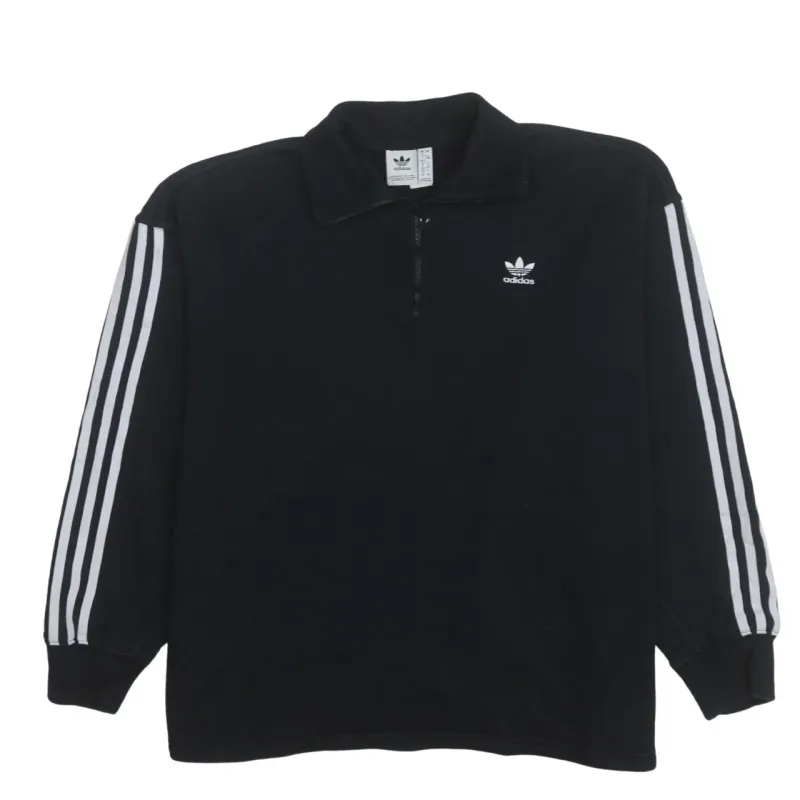 Adidas 90's Striped Sleeve Quarter Zip Sweatshirt XXLarge  Black sold by Vintage Club