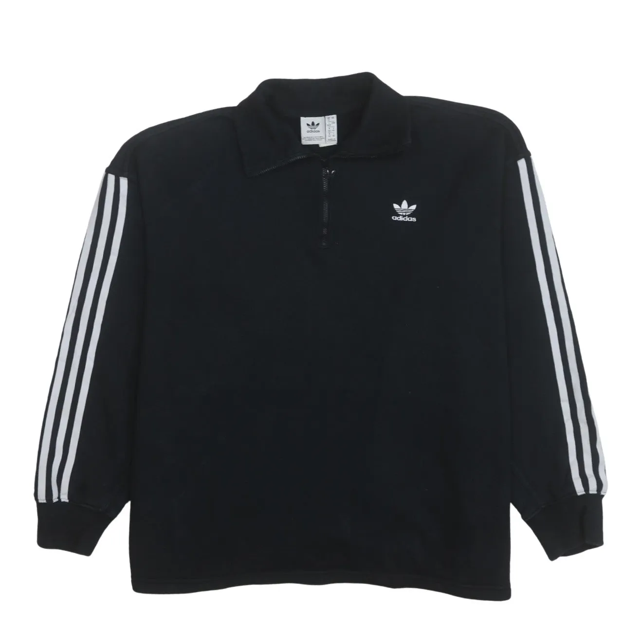 Adidas 90's Striped Sleeve Quarter Zip Sweatshirt XXLarge Black sold by Vintage Club