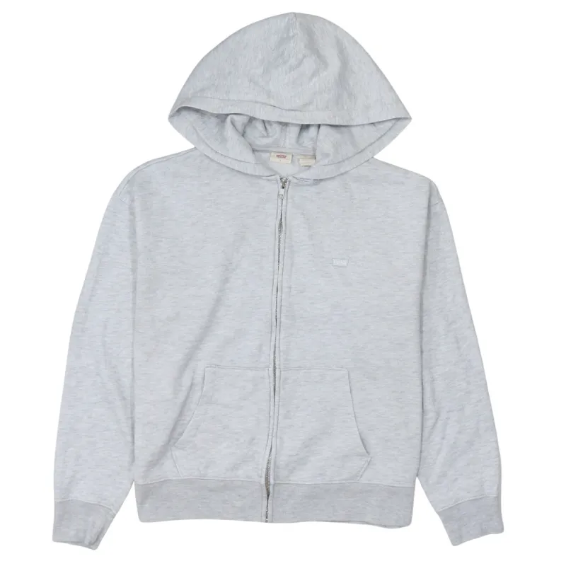 Levi's 90's Drawstring Pockets Full Zip Up Hoodie Small Grey made by Levi's