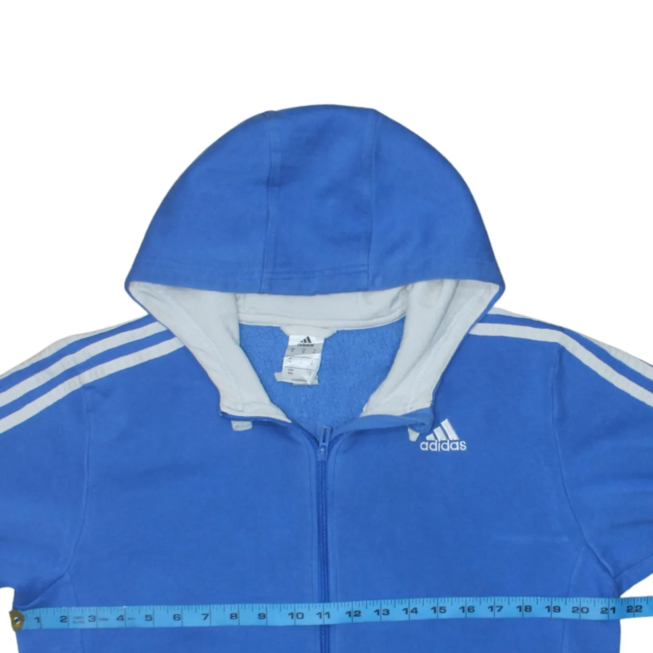 Adidas 90's Striped Sleeve Full Zip Up Hoodie Medium Blue sold by Vintage Club product image thumbnail 5
