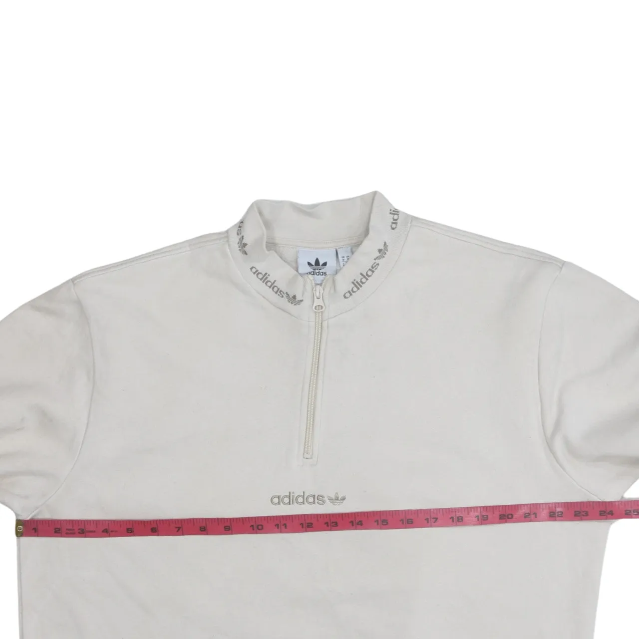 Adidas 90's Lightweight Quarter Zip Sweatshirt Medium Beige Cream sold by Vintage Club product image thumbnail 5