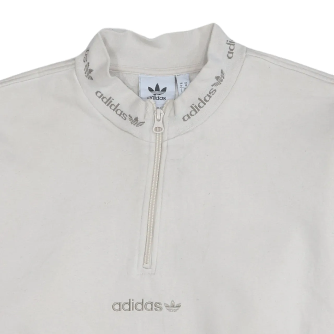 Adidas 90's Lightweight Quarter Zip Sweatshirt Medium Beige Cream sold by Vintage Club product image thumbnail 3