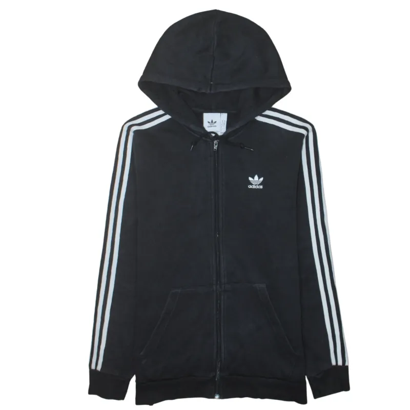 Adidas 90's Striped Sleeve Full Zip Up Hoodie Small Black sold by Vintage Club