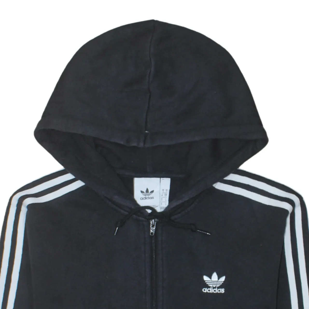 Adidas 90's Striped Sleeve Full Zip Up Hoodie Small Black sold by Vintage Club product image thumbnail 3