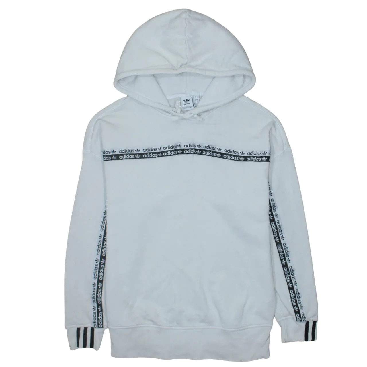 Adidas 90's 3 Stripes Cuff Pullover Hoodie XLarge White sold by Vintage Club