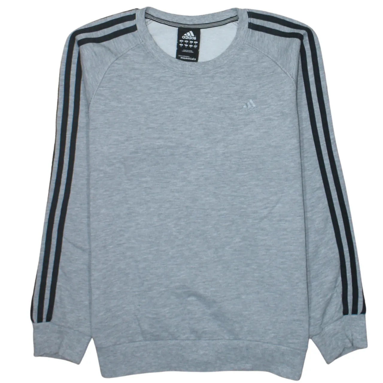 Adidas 90's Striped Sleeve Crew Neck Sweatshirt Small Grey sold by Vintage Club