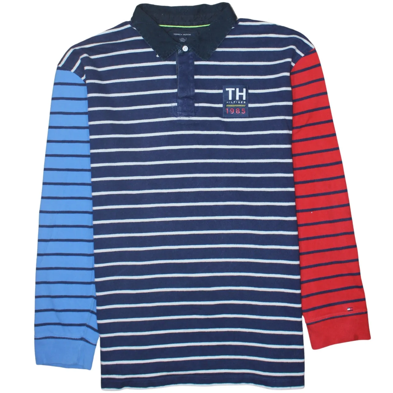 Tommy Hilfiger 90's Long Sleeve Quarter Button Polo Shirt XXXLarge (3XL) Navy Blue sold by Vintage Club