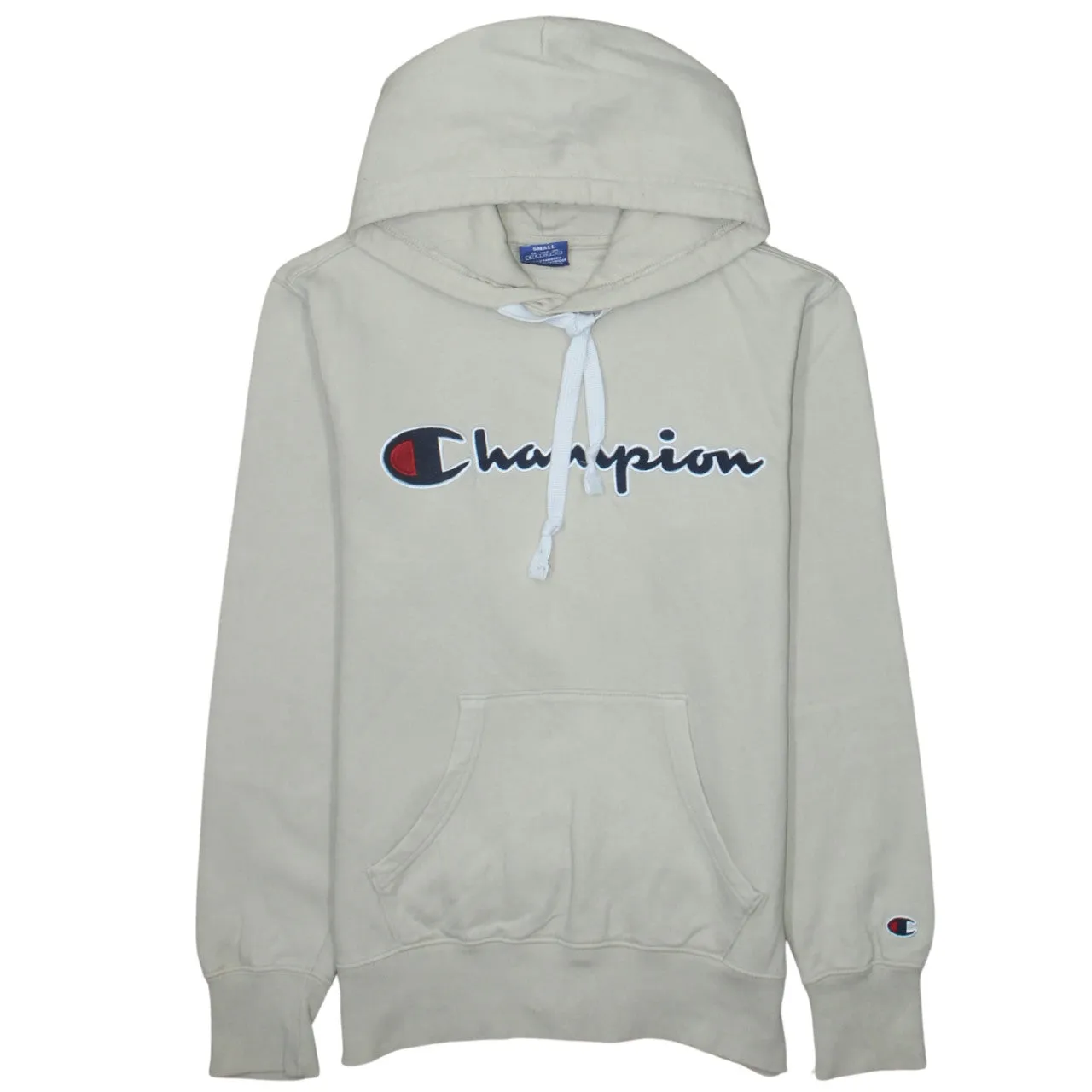 Champion 90's Spellout Pullover Hoodie Small Beige Cream sold by Vintage Club