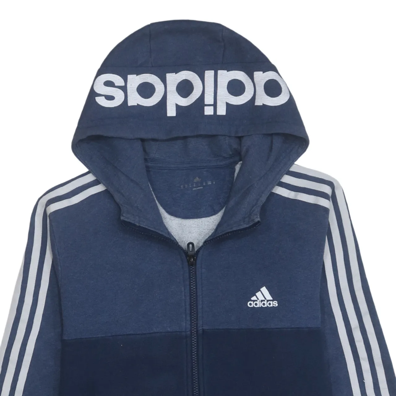 Adidas 90's Striped Sleeve Full Zip Up Hoodie Medium Navy Blue sold by Vintage Club product image thumbnail 3