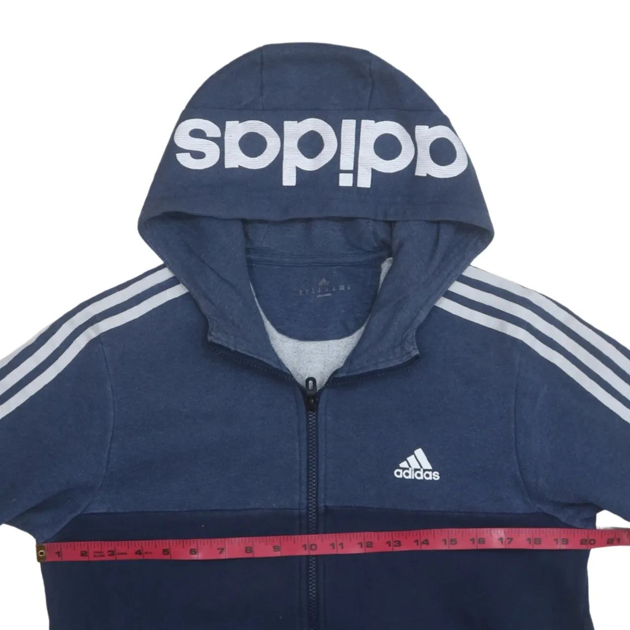 Adidas 90's Striped Sleeve Full Zip Up Hoodie Medium Navy Blue sold by Vintage Club product image thumbnail 5