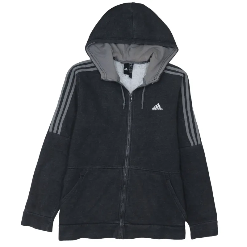 Adidas 90's Striped Sleeve Full Zip Up Hoodie Large Black sold by Vintage Club