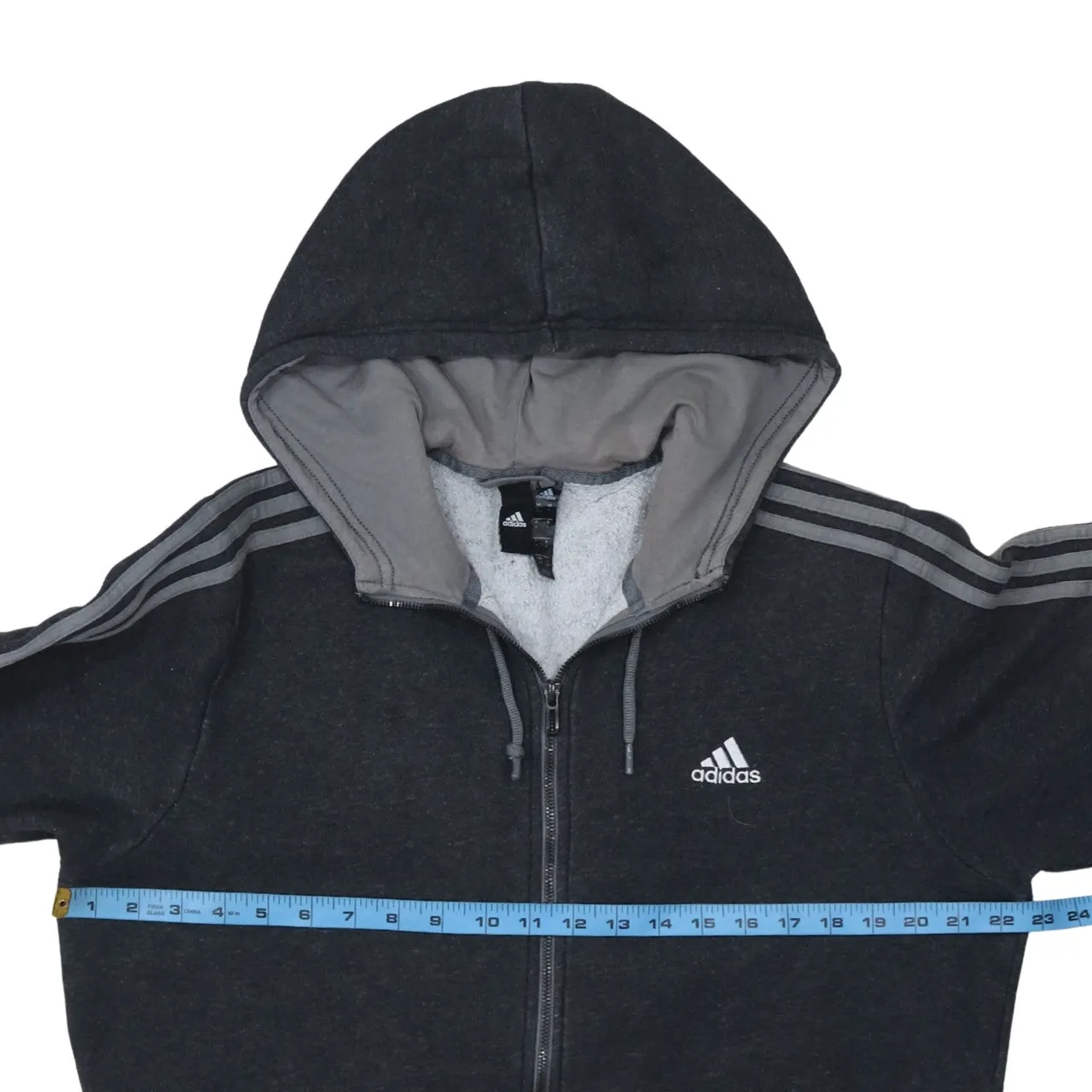 Adidas 90's Striped Sleeve Full Zip Up Hoodie Large Black sold by Vintage Club product image thumbnail 5