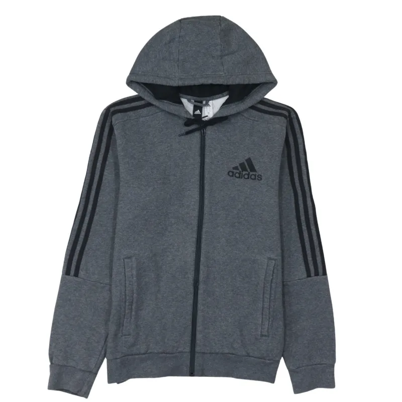 Adidas 90's Striped Sleeve Full Zip Up Hoodie Small Grey sold by Vintage Club