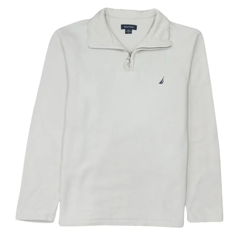 Nautica 90's Lightweight Quarter Zip Sweatshirt Large Beige Cream sold by Vintage Club