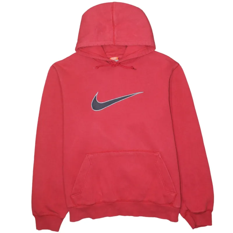 Nike 90's Center Middle Swoosh Pullover Hoodie Large Red made by Nike
