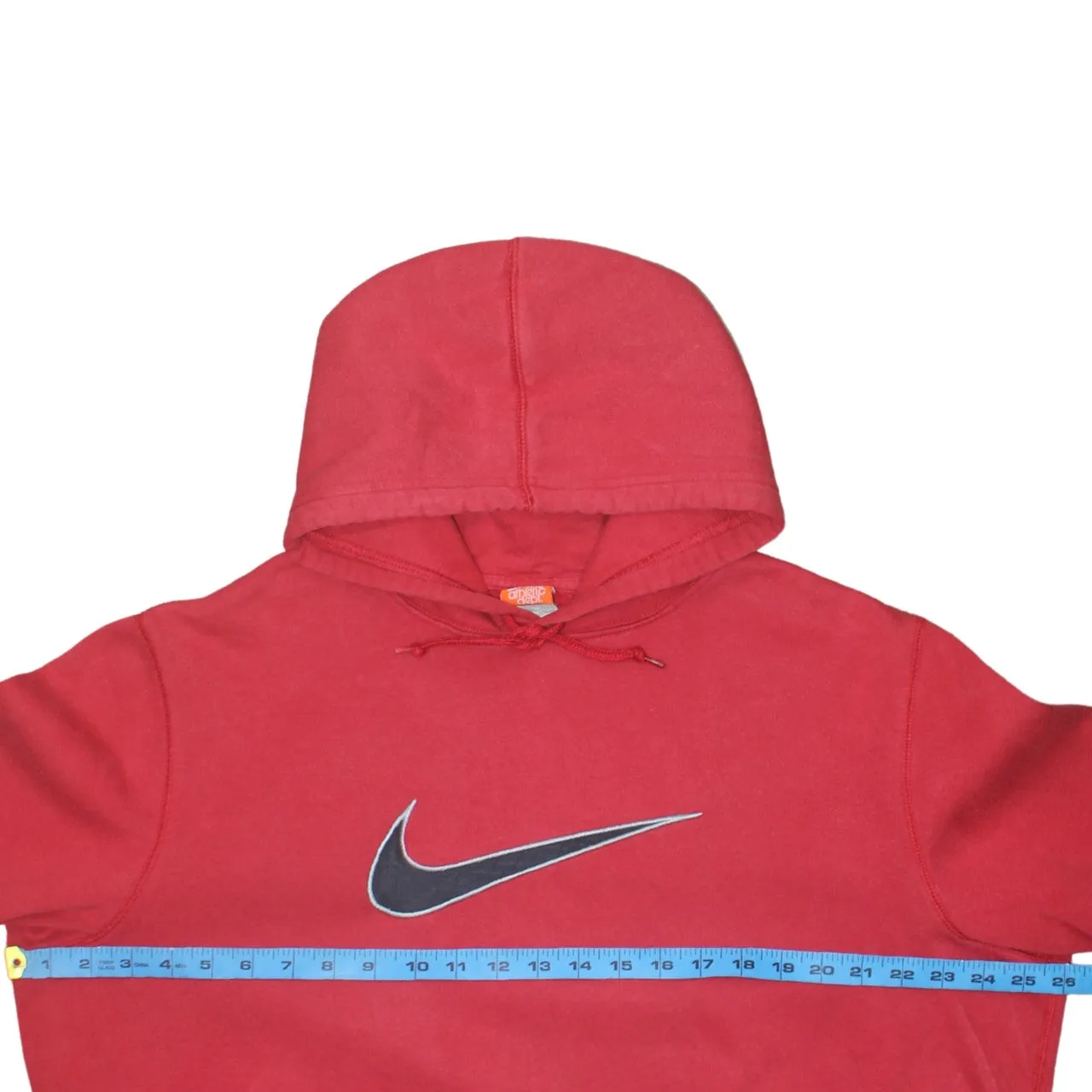 Nike 90's Center Middle Swoosh Pullover Hoodie Large Red sold by Vintage Club product image thumbnail 5
