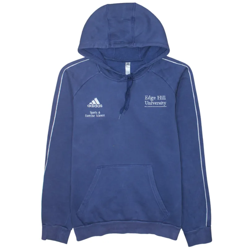 Adidas 90's Drawstring Pockets Pullover Hoodie Small Navy Blue sold by Vintage Club