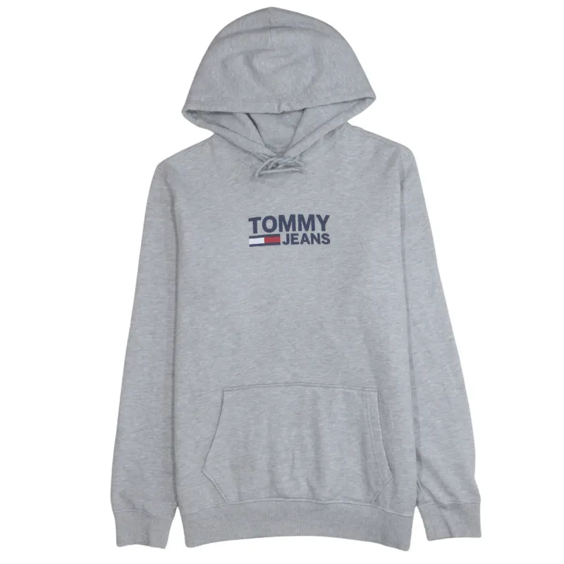Tommy Jeans 90's Spellout Pullover Hoodie Large  Grey made by Vintage Club