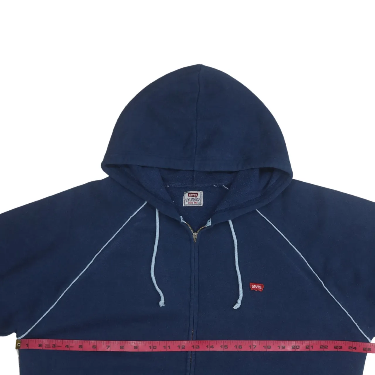 Levi's 90's Drawstring Pockets Full Zip Up Hoodie Medium Navy Blue sold by Vintage Club product image thumbnail 5