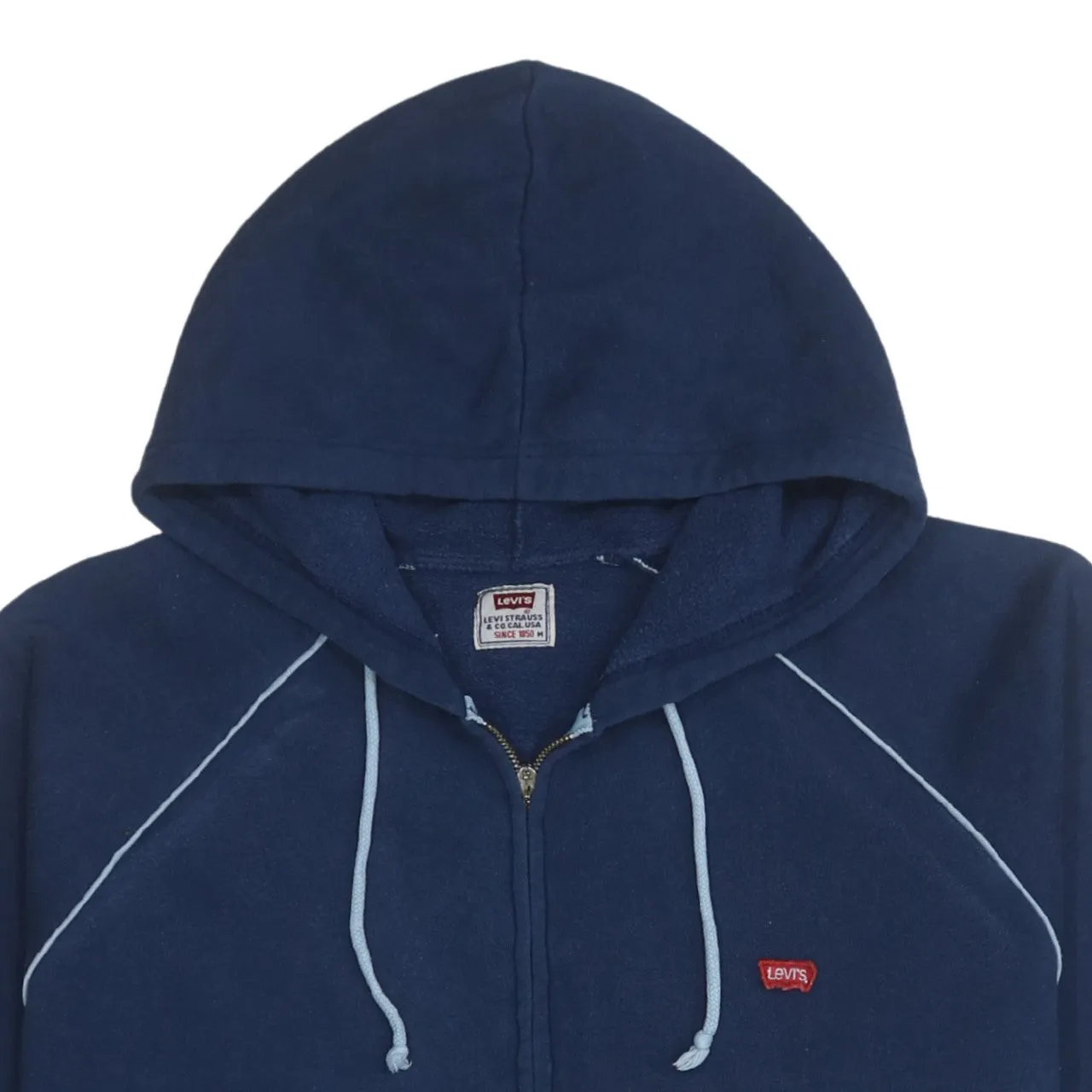 Levi's 90's Drawstring Pockets Full Zip Up Hoodie Medium Navy Blue sold by Vintage Club product image thumbnail 3