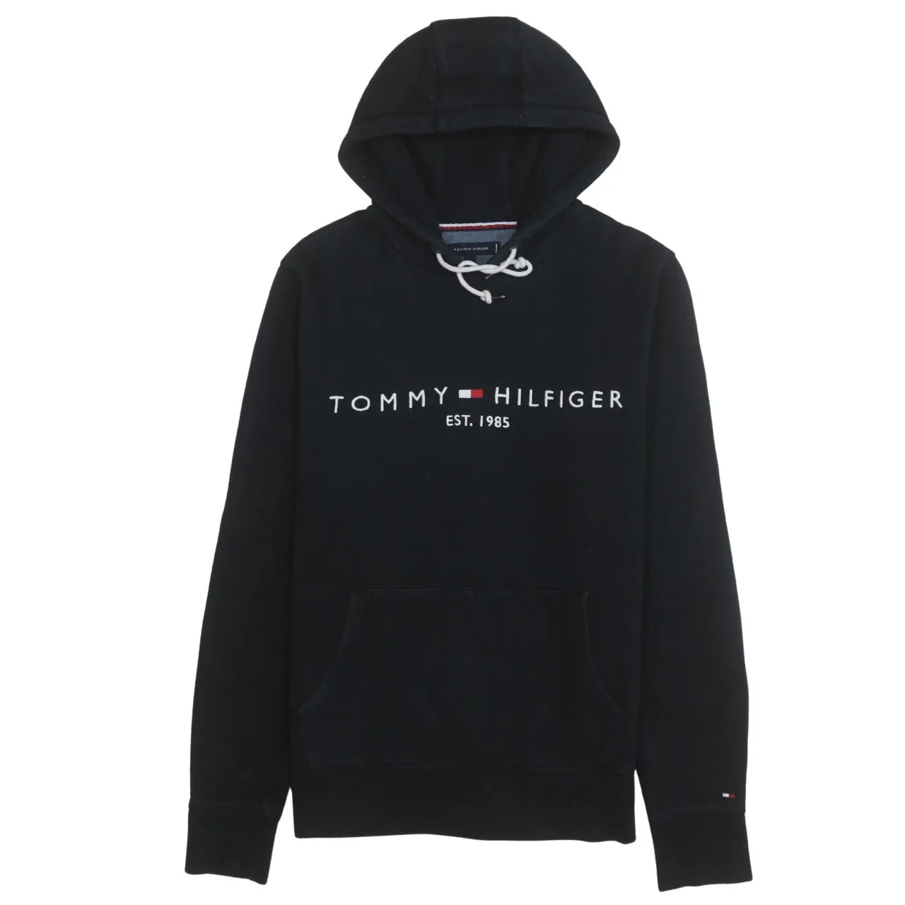 Tommy Hilfiger 90's Spellout Pullover Hoodie Medium Black sold by Vintage Club