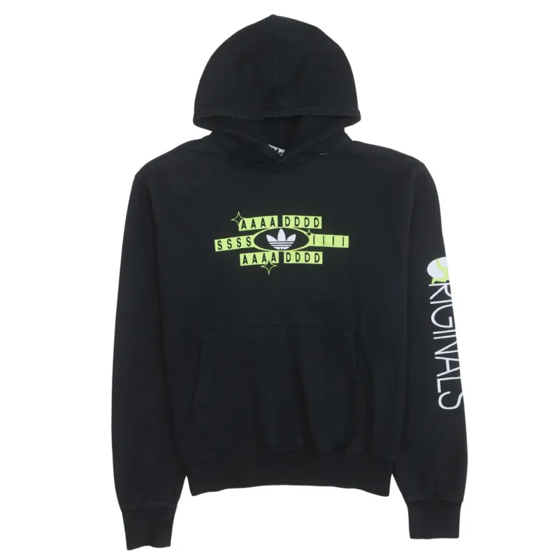 Adidas 90's Drawstring Pockets Pullover Hoodie Medium Black sold by Vintage Club