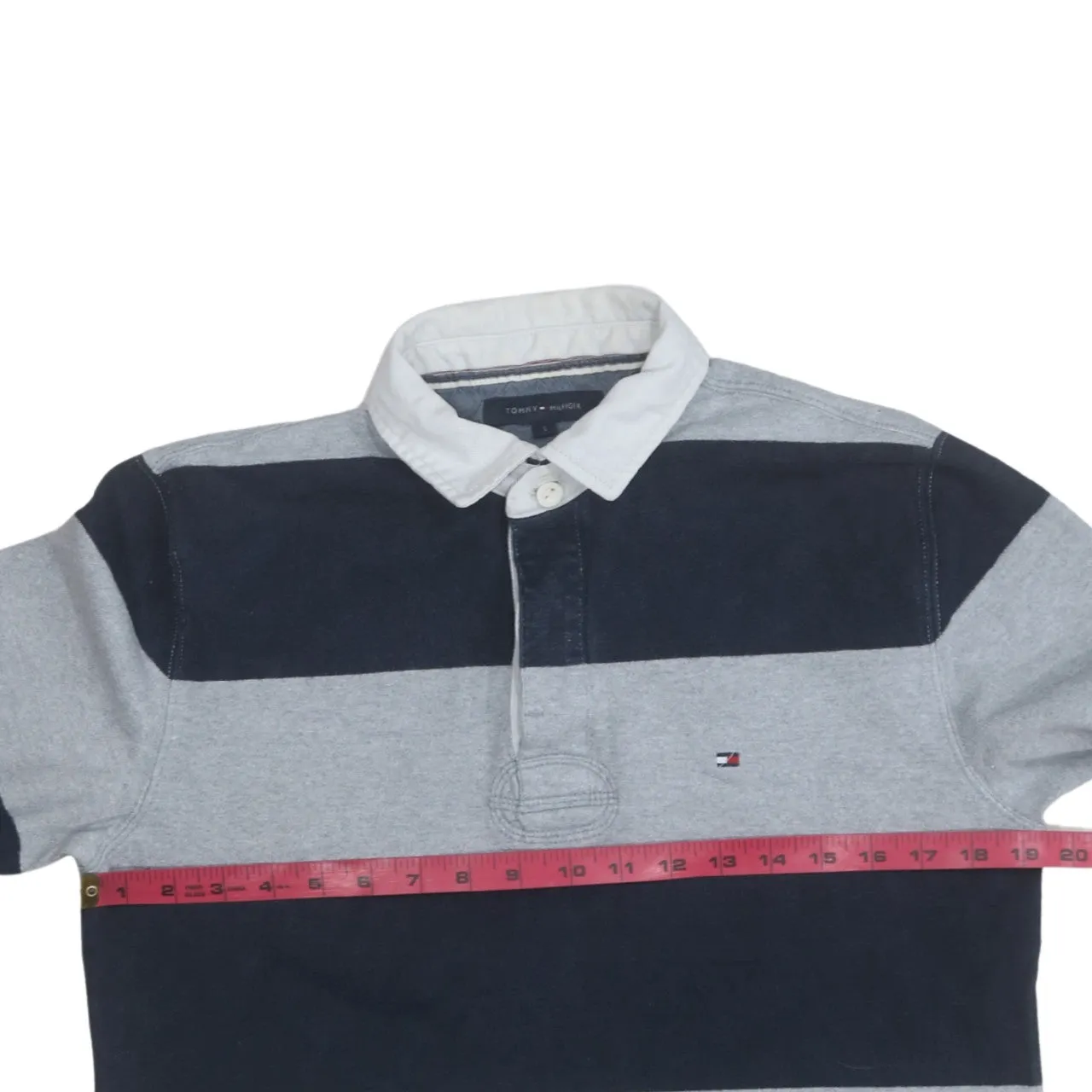 Tommy Hilfiger 90's Long Sleeve Quarter Button Polo Shirt Small Grey sold by Vintage Club product image thumbnail 5