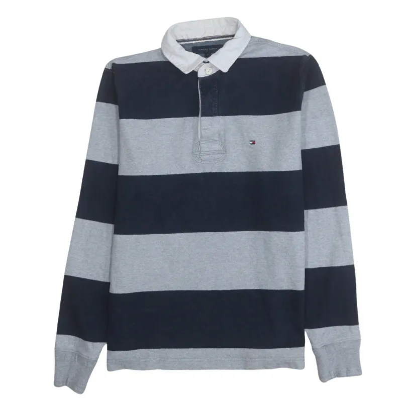 Tommy Hilfiger 90's Long Sleeve Quarter Button Polo Shirt Small Grey made by Tommy Hilfiger