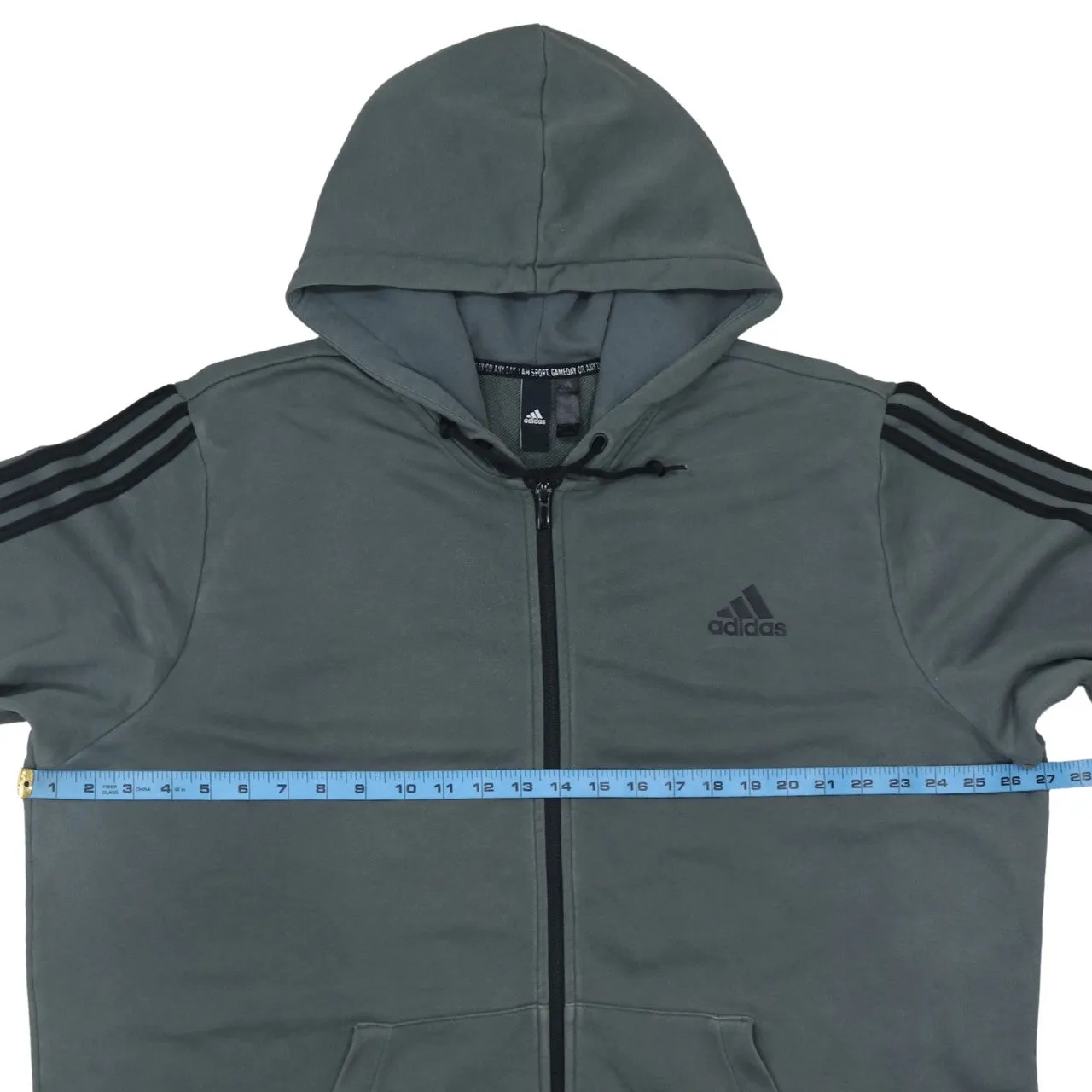 Adidas 90's Striped Sleeve Full Zip Up Hoodie XXLarge (2XL) Grey sold by Vintage Club product image thumbnail 5