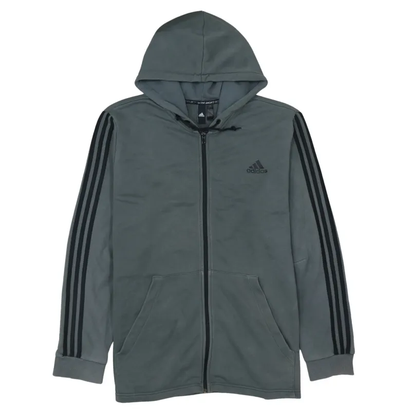 Adidas 90's Striped Sleeve Full Zip Up Hoodie XXLarge (2XL) Grey sold by Vintage Club