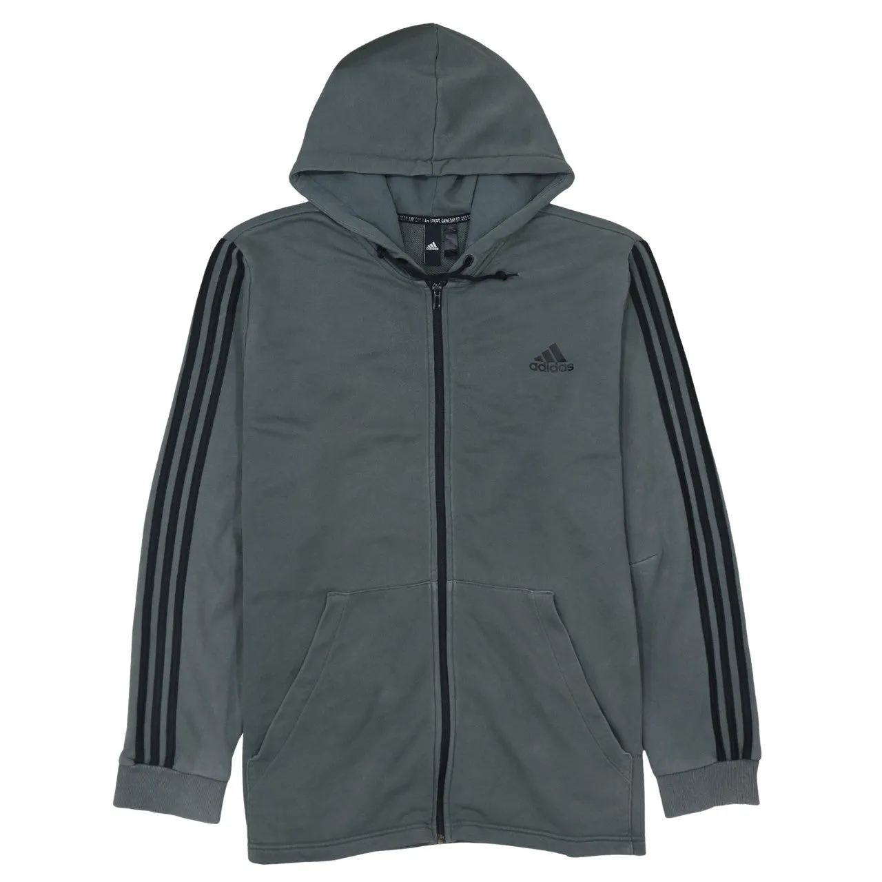 Adidas 90's Striped Sleeve Full Zip Up Hoodie XXLarge (2XL) Grey sold by Vintage Club