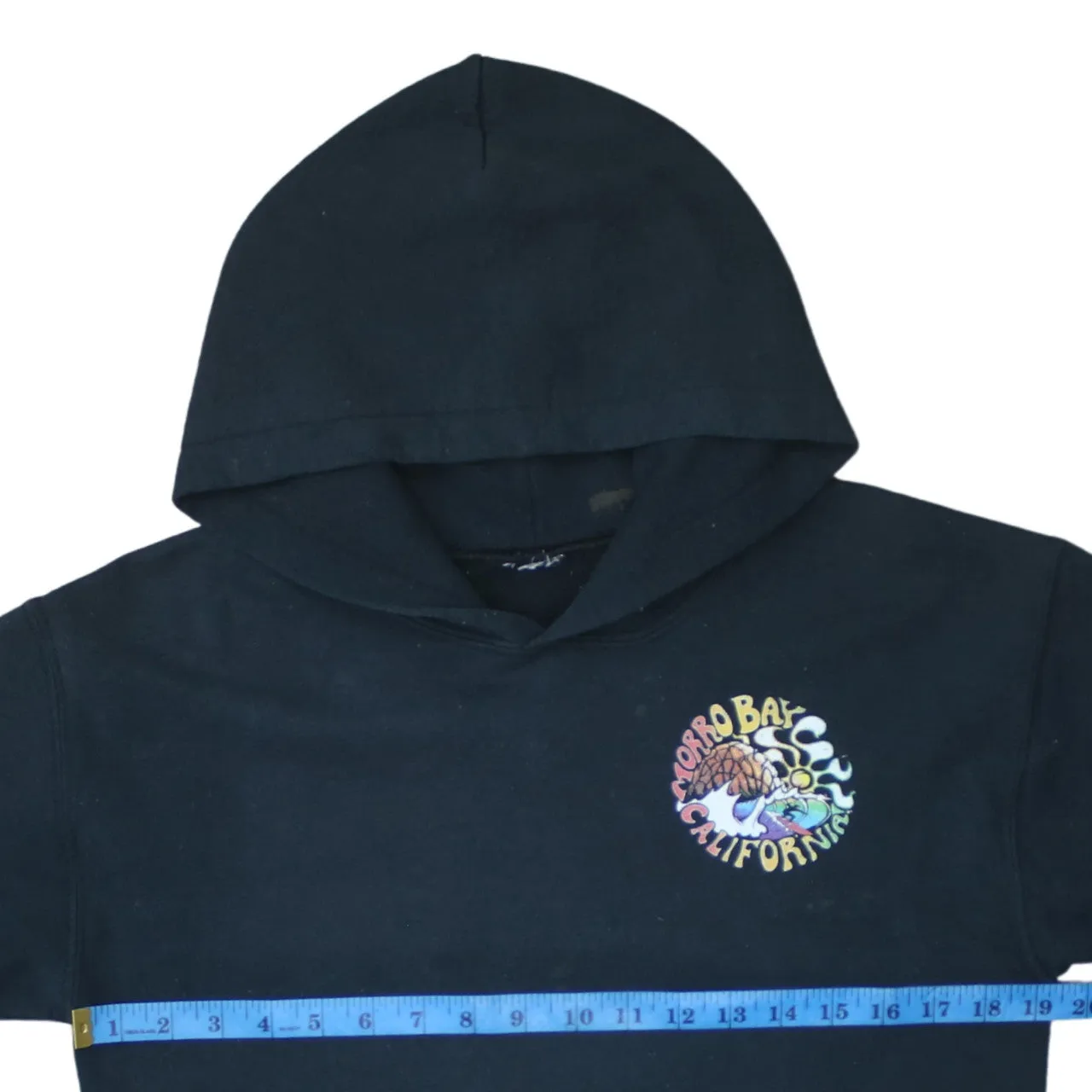 Retro 90's Drawstring Pockets Pullover Hoodie XSmall Black sold by Vintage Club product image thumbnail 5