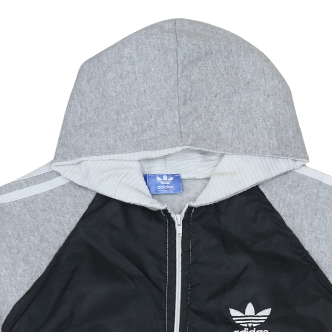 Adidas 90's Striped Sleeve Full Zip Up Hoodie Medium Grey sold by Vintage Club product image thumbnail 3