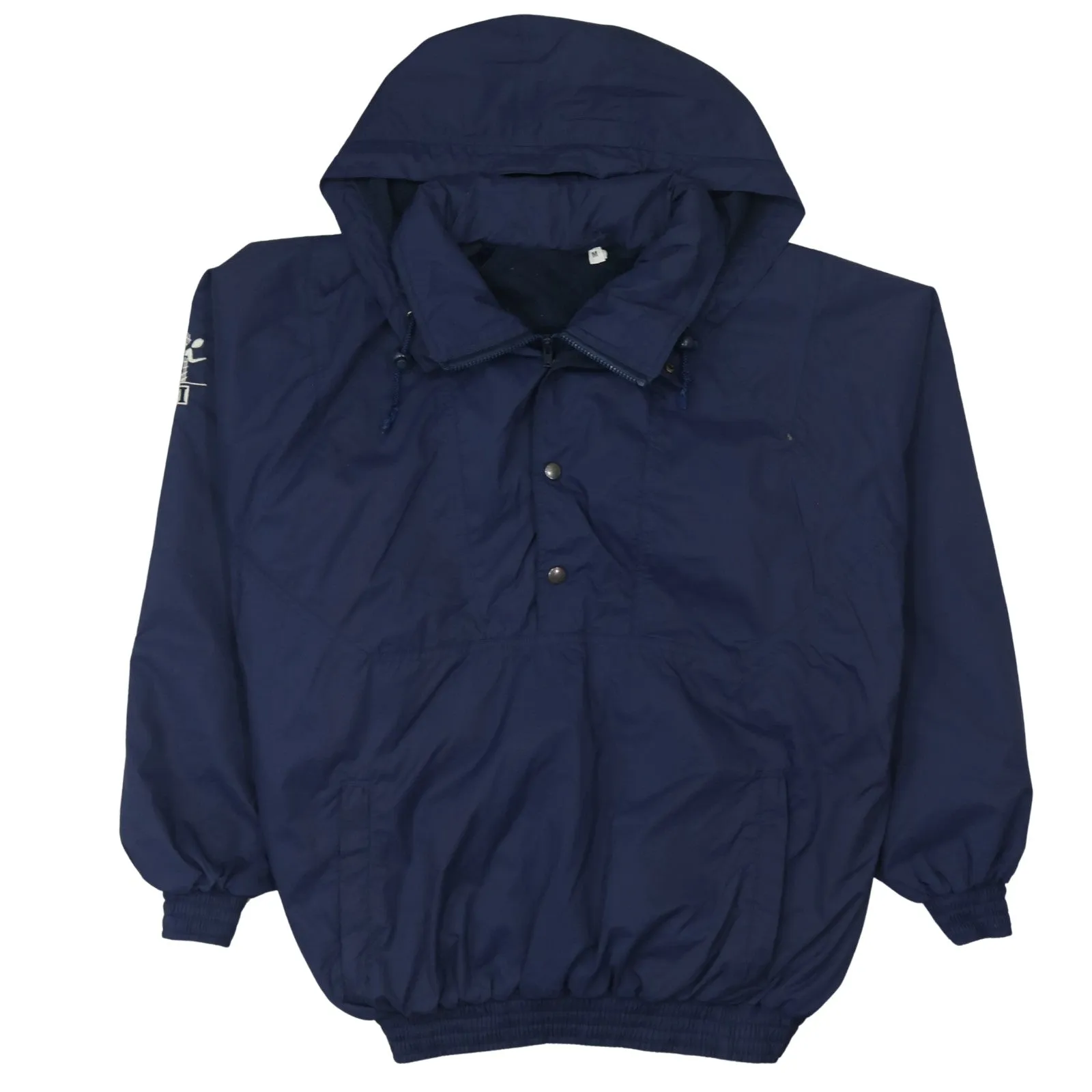 Retro 90's Hooded Half Zip Windbreaker Medium Navy Blue sold by Vintage Club