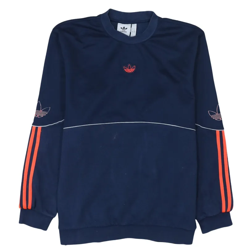 Adidas 90's Striped Sleeve Crew Neck Sweatshirt Large Navy Blue sold by Vintage Club